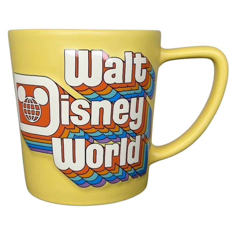 Disney retro collectible rainbow logo mug featuring Walt Disney World in vibrant colors