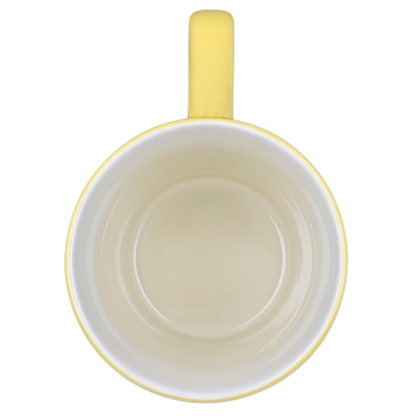 Disney retro collectible rainbow logo mug with a bright yellow handle and classic design