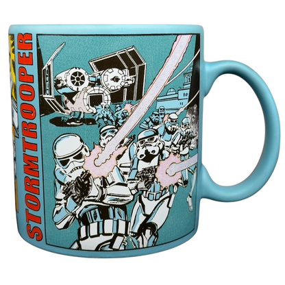 Star Wars Stormtrooper Comic Book Mug Disney featuring colorful comic art of Stormtroopers in action