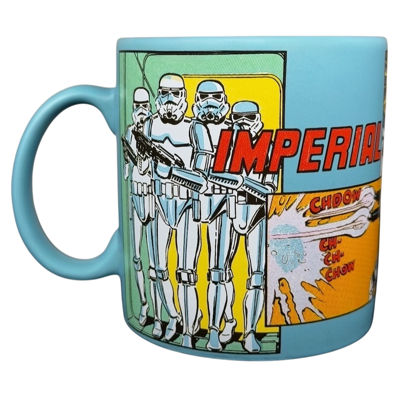 Star Wars Stormtrooper Comic Book Mug Disney featuring classic illustrations of Stormtroopers