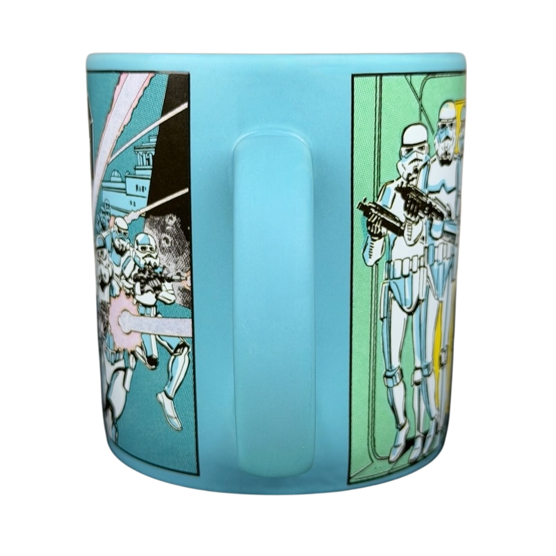 Star Wars Stormtrooper Comic Book Mug Disney featuring vibrant comic art on a blue background