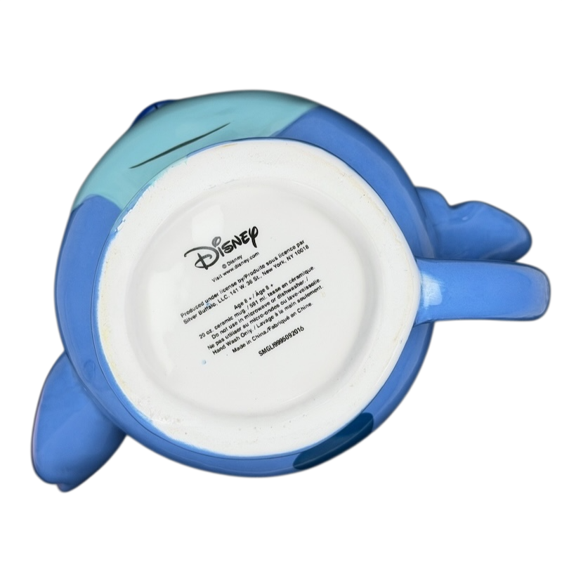Bottom view of Stitch 3D Collectible Shaped Mug Disney featuring a colorful design and handle