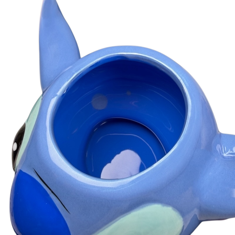Top view of Stitch 3D Collectible Shaped Mug Disney showcasing blue ceramic design with adorable features