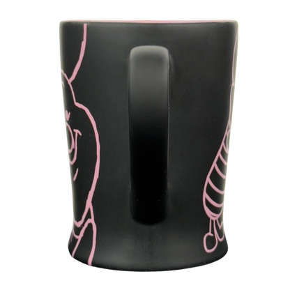 Disney collectible mug pink outline Piglet matte black ceramic mug with pink rim and Piglet outline art