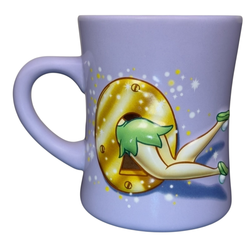 Disney Tinker Bell stuck in keyhole vintage mug lavender ceramic cup with gold keyhole and glittering pixie dust