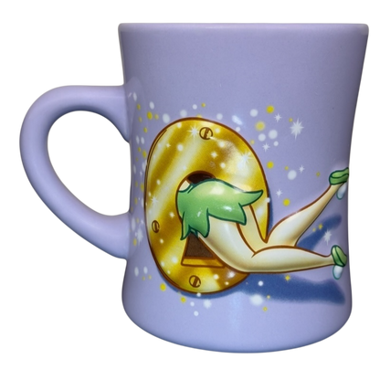 Disney Tinker Bell stuck in keyhole vintage mug lavender ceramic cup with gold keyhole and glittering pixie dust