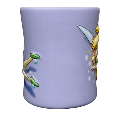 Lavender ceramic collector mug featuring Disney Tinker Bell stuck in keyhole vintage mug design