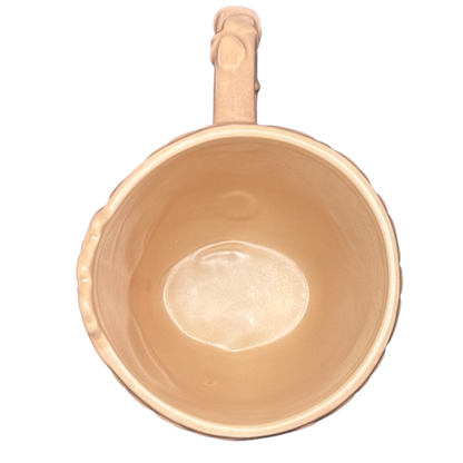 Top view beige ceramic Guardians of the Galaxy Groot mug showing interior and twig textured handle collectible