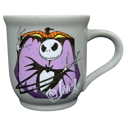 Disney ceramic Nightmare Before Christmas Jack Skellington mug featuring Jack in purple pumpkin design