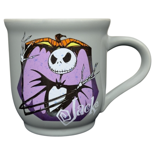 Disney ceramic Nightmare Before Christmas Jack Skellington mug featuring Jack in purple pumpkin design