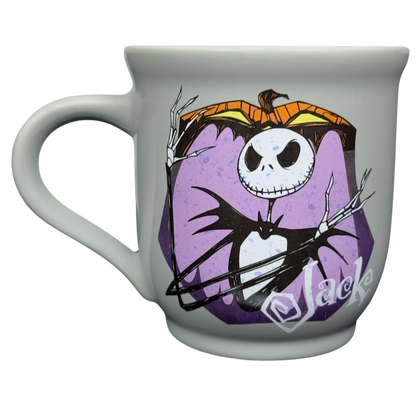 Disney Nightmare Before Christmas Jack Skellington mug white ceramic cup with purple pumpkin graphic