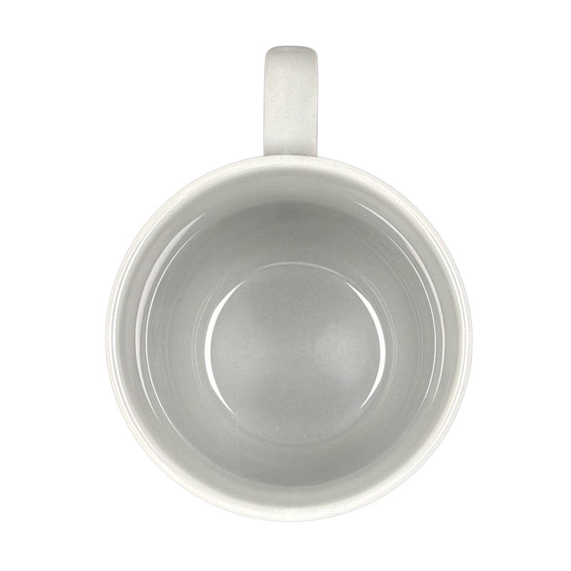 Nightmare Before Christmas Jack Skellington mug top view empty white ceramic mug with handle on black background