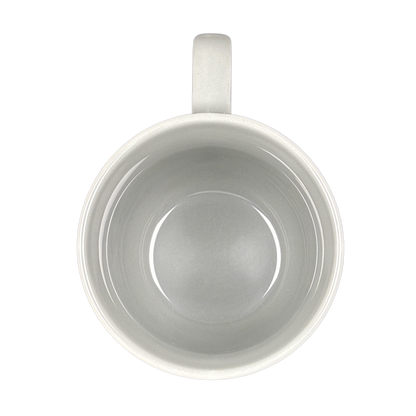 Nightmare Before Christmas Jack Skellington mug top view empty white ceramic mug with handle on black background