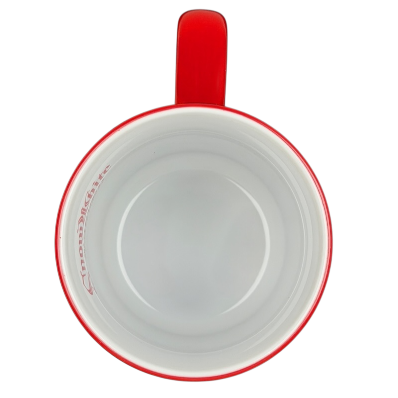 Snow White and the Seven Dwarfs Mug Disney Store with vibrant red exterior and classic design.