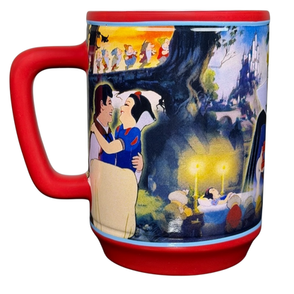 Colorful Snow White and the Seven Dwarfs Mug Disney Store featuring iconic characters and scenes