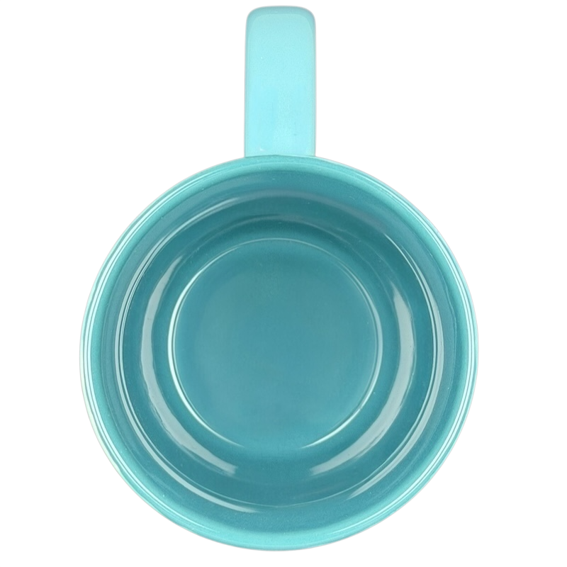 Stitch Ukulele Mug Flower Disney Store in bright turquoise with a smooth interior