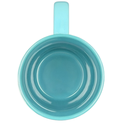 Stitch Ukulele Mug Flower Disney Store in bright turquoise with a smooth interior