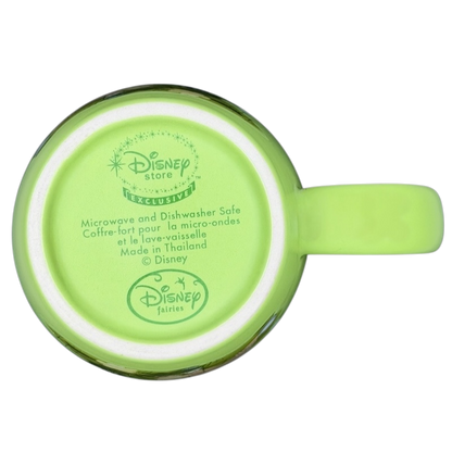 Bottom view of Tinker Bell Floral Collectible Mug Disney Store marked microwave and dishwasher safe
