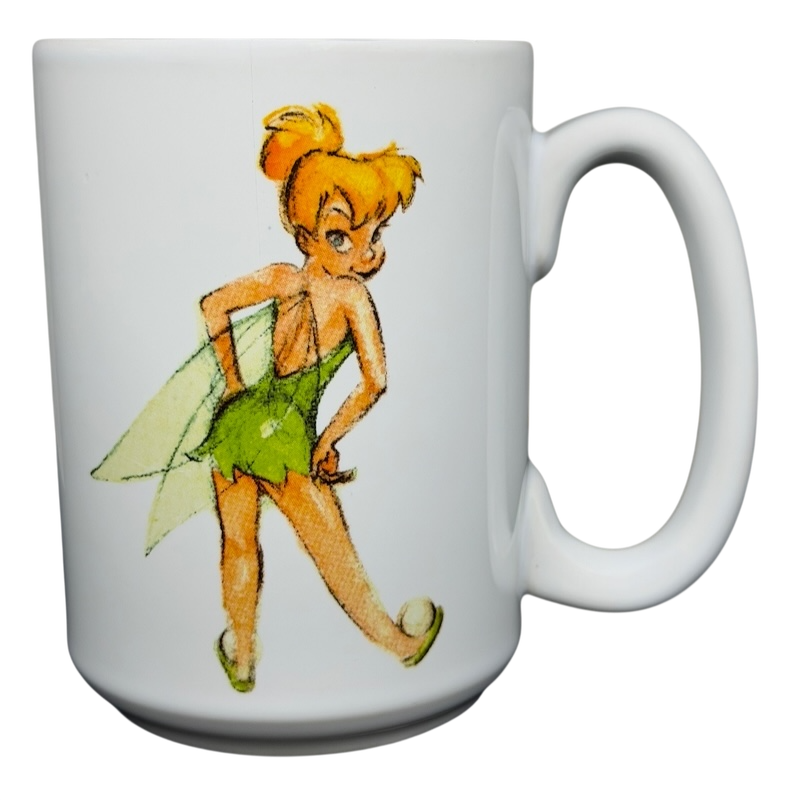 Tinker Bell Tink Sketch Mug Disney Store featuring a playful illustration of Tinker Bell