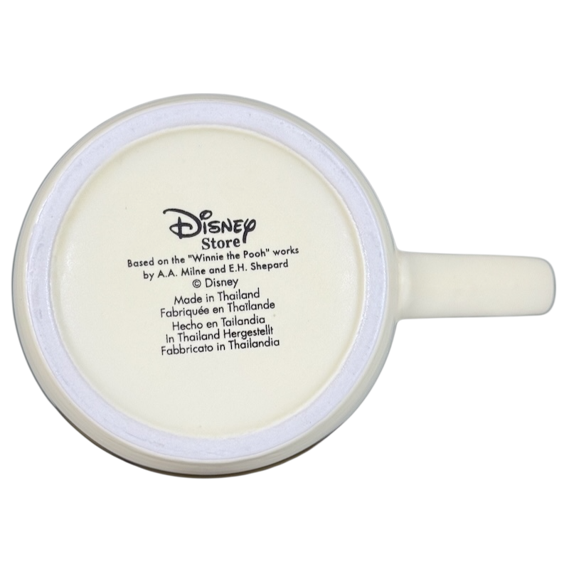 Bottom view of vintage Winnie the Pooh flowers coffee cup from Disney Store with production details