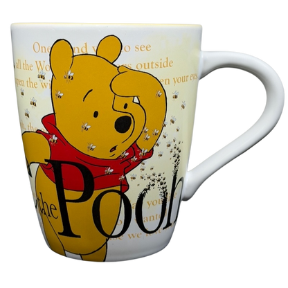 Winnie the Pooh Storybook Mug Disney Store featuring Pooh surrounded by bees in a colorful design