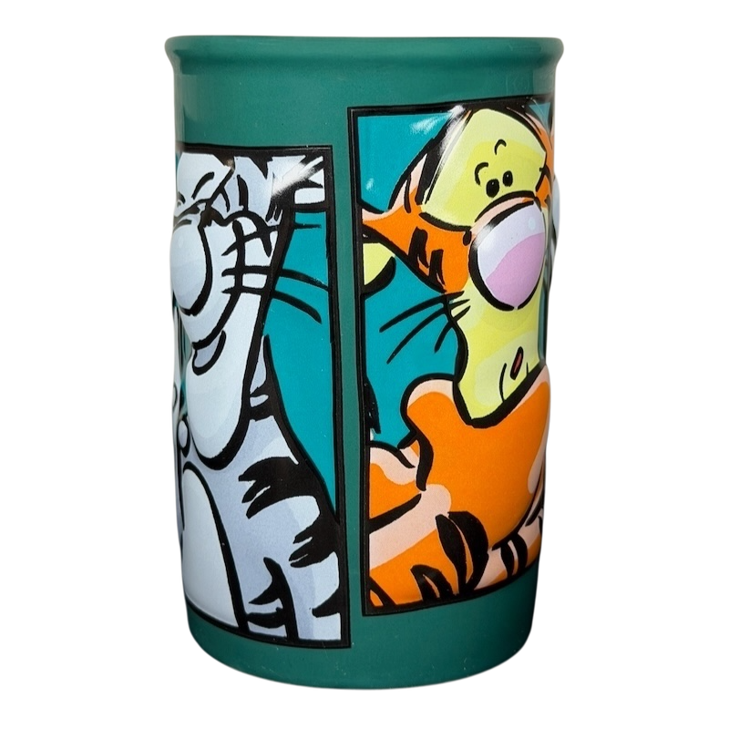 Tigger comic strip mug Disney featuring colorful illustrations of Tigger in an oversized design