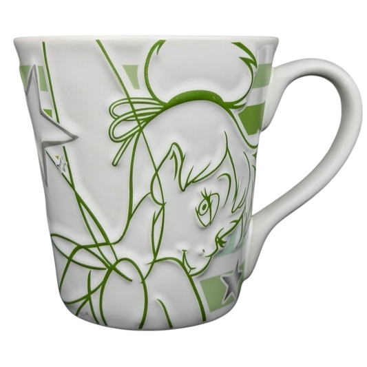 Tinker Bell green line art Disney mug featuring detailed design and elegant handle