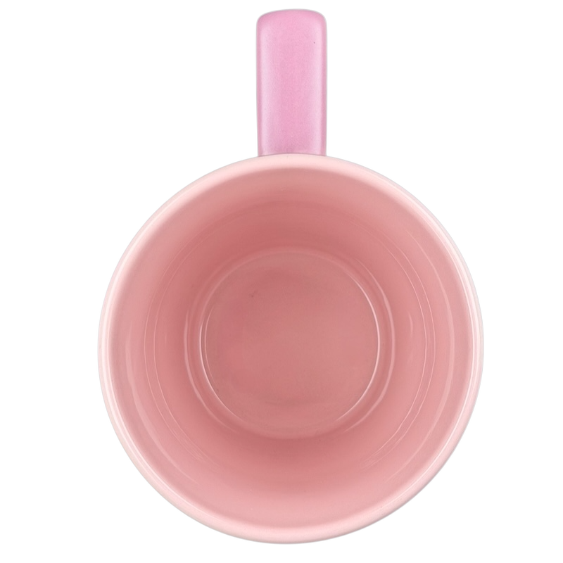 Tinker Bell pink Disney mug featuring a smooth interior and a comfortable handle