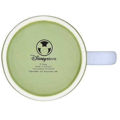 Bottom view of Tinker Bell Tink Two-Tone Mug Disney Store in green and white, dishwasher safe