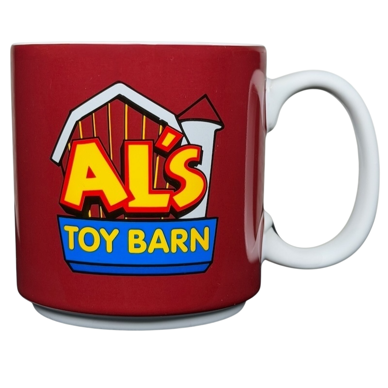 Disney Toy Story Al's Toy Barn collectible mug featuring vibrant logo design