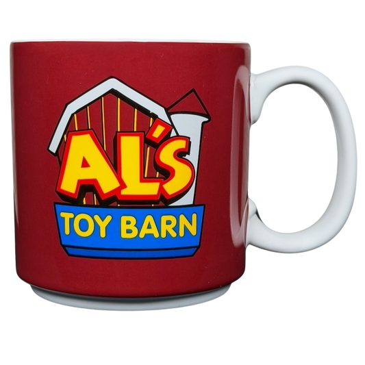 Disney Toy Story Al's Toy Barn collectible mug featuring vibrant logo design