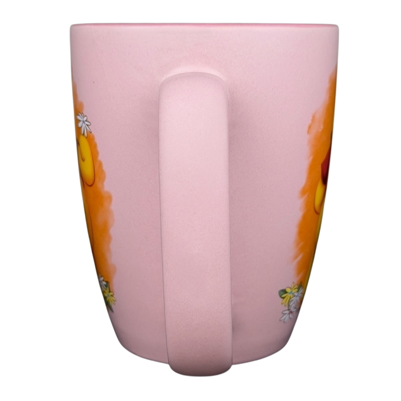 Disney Winnie the Pooh daisy pink mug featuring cheerful illustrations of Pooh and daisies