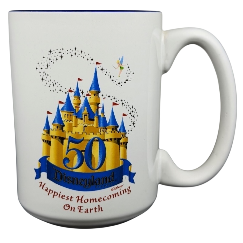 Disneyland Happiest Homecoming on Earth mug featuring a castle and festive design for fans