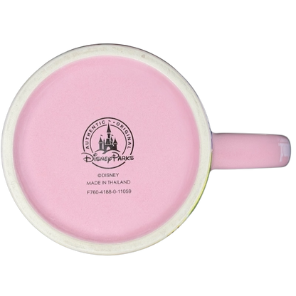Bottom view of a pink Princess Castle Disneyland Resort Mug featuring Disney Parks branding