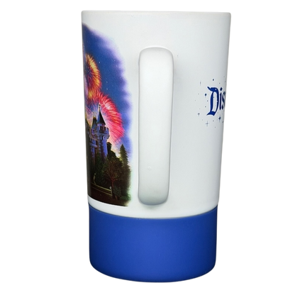 Disneyland Resort Sleeping Beauty Castle Fireworks Mug featuring colorful fireworks and iconic castle design