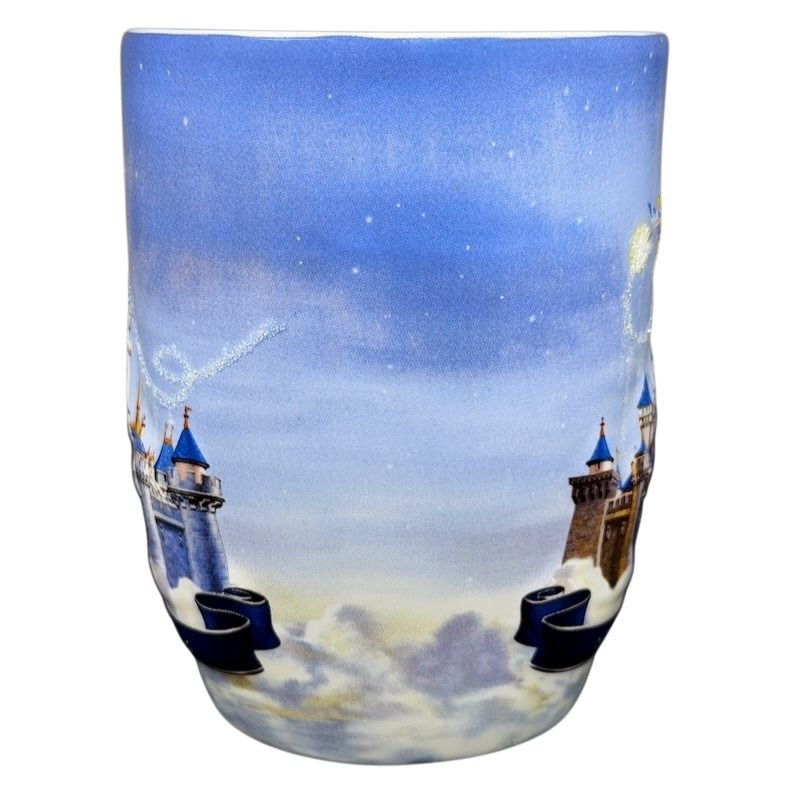 Disneyland Sleeping Beauty Castle mug featuring a whimsical design with a starry sky