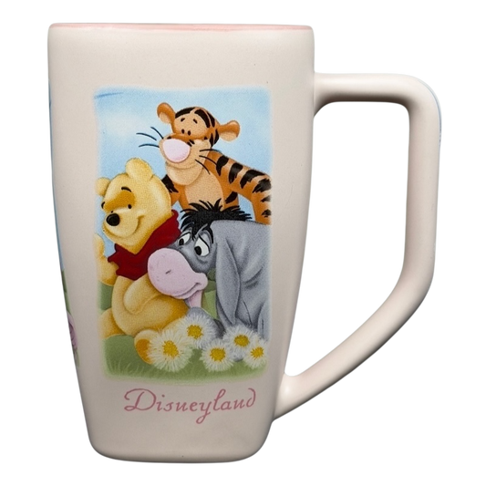 Disneyland Winnie the Pooh Make A Wish vintage mug featuring Pooh, Tigger, and Eeyore in a colorful design