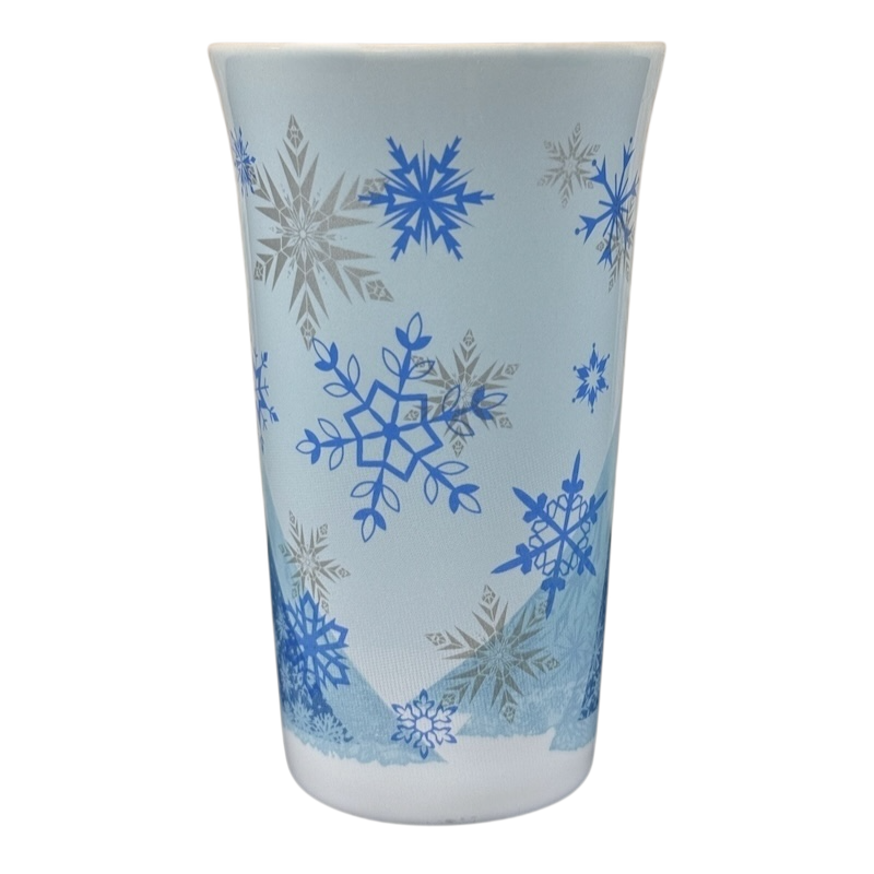 Frozen Elsa Disney mug tall light blue ceramic tumbler with blue and silver snowflake pattern