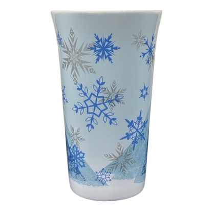 Frozen Elsa Disney mug tall light blue ceramic tumbler with blue and silver snowflake pattern