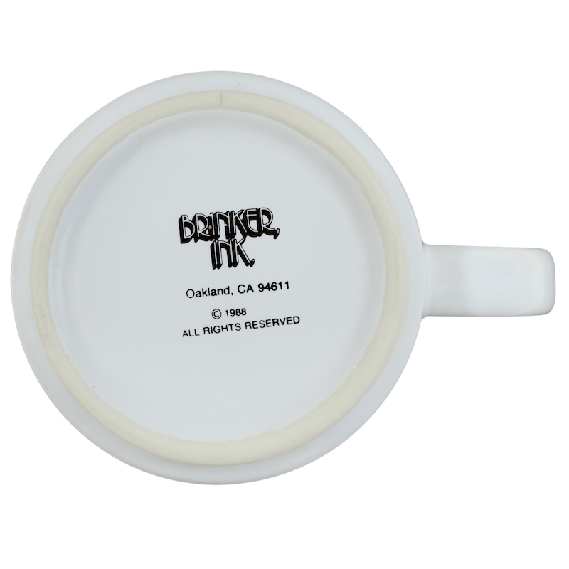 Underneath view of Brinker Ink do not feed the bears vintage mug showing logo and production details