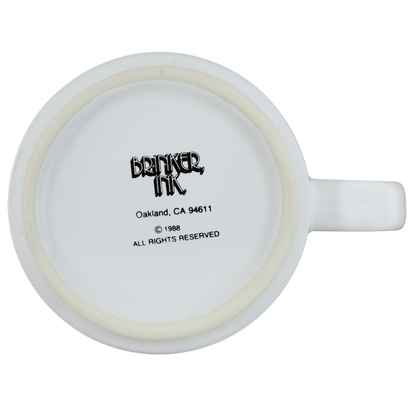 Underneath view of Brinker Ink do not feed the bears vintage mug showing logo and production details