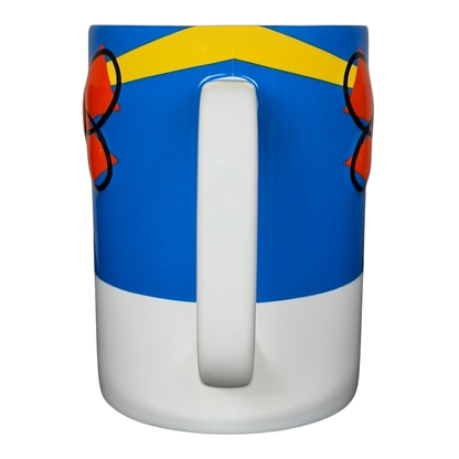 Disney Donald Duck Bow collectible mug with vibrant blue and white design featuring Donald's iconic bow