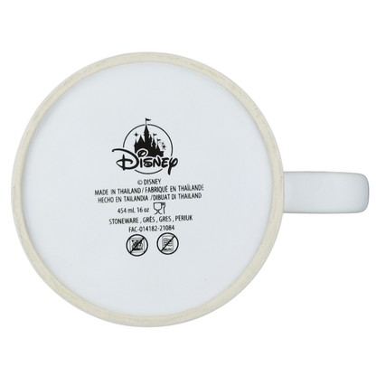 Bottom view of the Disney Donald Duck Bow collectible mug showcasing the brand details and design.