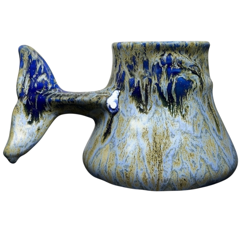 Doug Wylie Whale Tail Handle Mug with Unique Blue and Gold Design for Artisanal Coffee Lovers