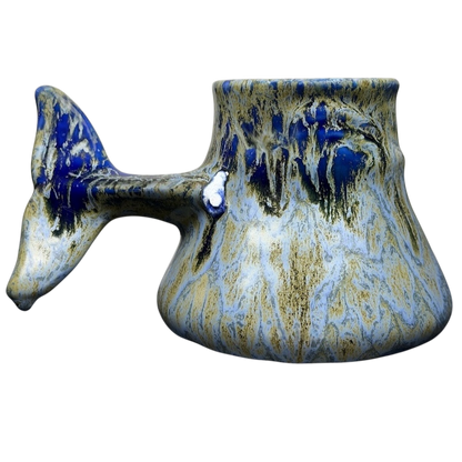 Doug Wylie Whale Tail Handle Mug with Unique Blue and Gold Design for Artisanal Coffee Lovers