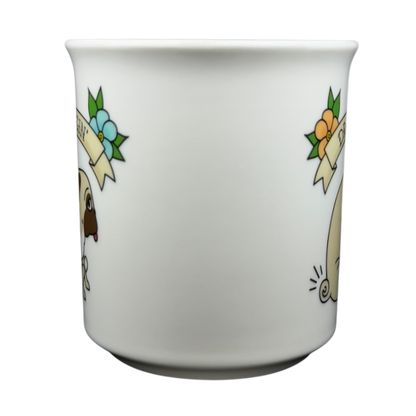 Fred Draggin Vintage Pug Dog Mug with Playful Design and Colorful Accents