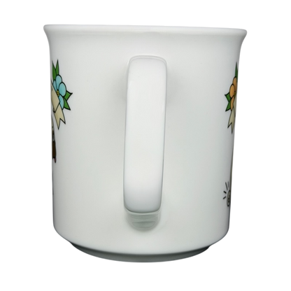 Fred Draggin Vintage Pug Dog Mug with Colorful Flower Accents and Unique Handle Design