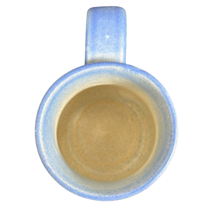 Dulcie Lindsoe-Johansen Mt. Hood pottery mug in blue with a smooth interior finish