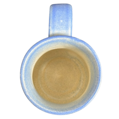 Dulcie Lindsoe-Johansen Mt. Hood pottery mug in blue with a smooth interior finish