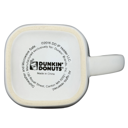 Bottom view of Dunkin Donuts CALIFORNIA Mug showing brand details and design.